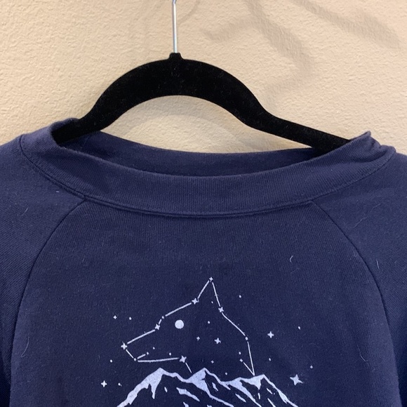 Wild Soul Cropped Navy Fleece Pullover Crewneck Sweatshirt Medium Montana Grap - Picture 4 of 12